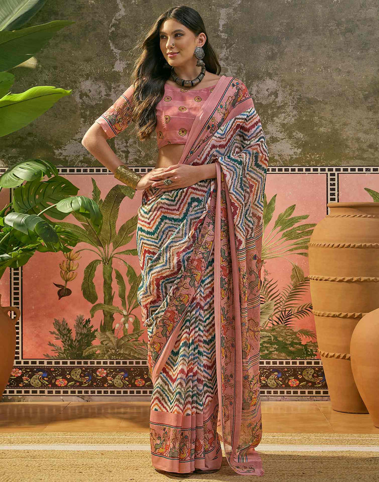 Multicoloured Georgette Printed Saree