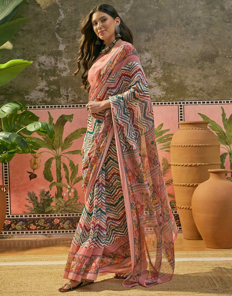 Multicoloured Georgette Printed Saree