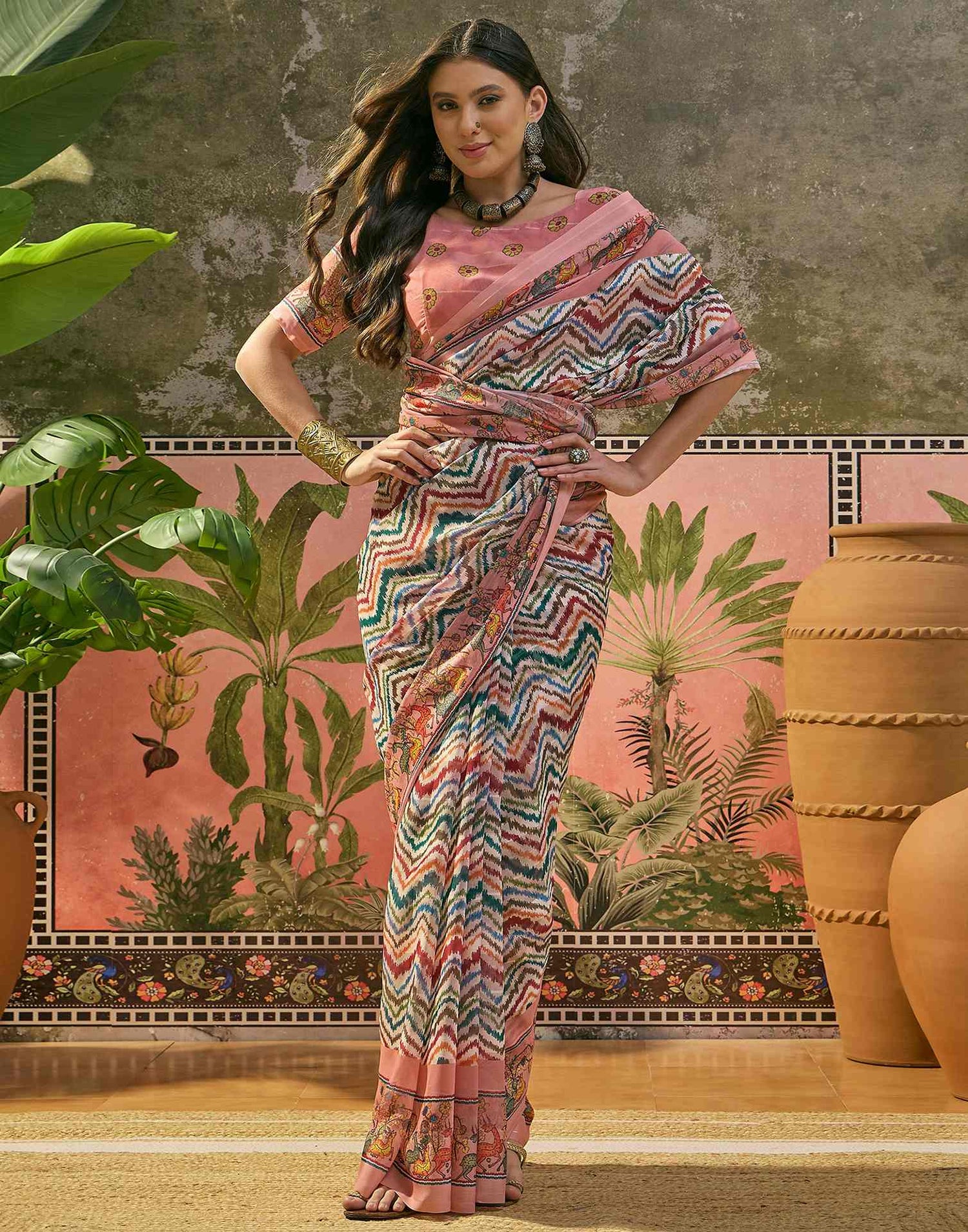 Multicoloured Georgette Printed Saree