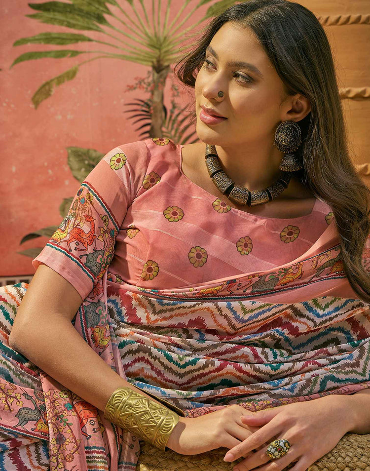 Multicoloured Georgette Printed Saree