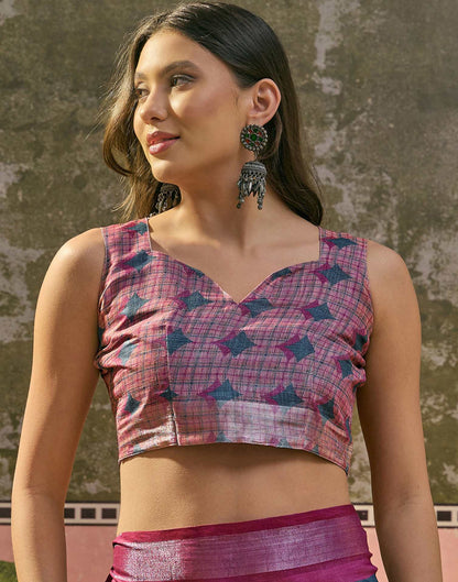 Multicoloured Linen Printed Saree