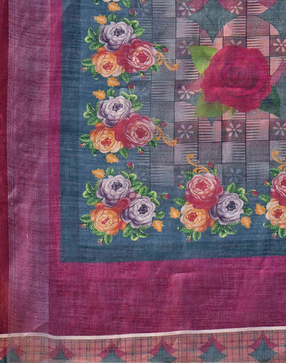 Multicoloured Linen Printed Saree