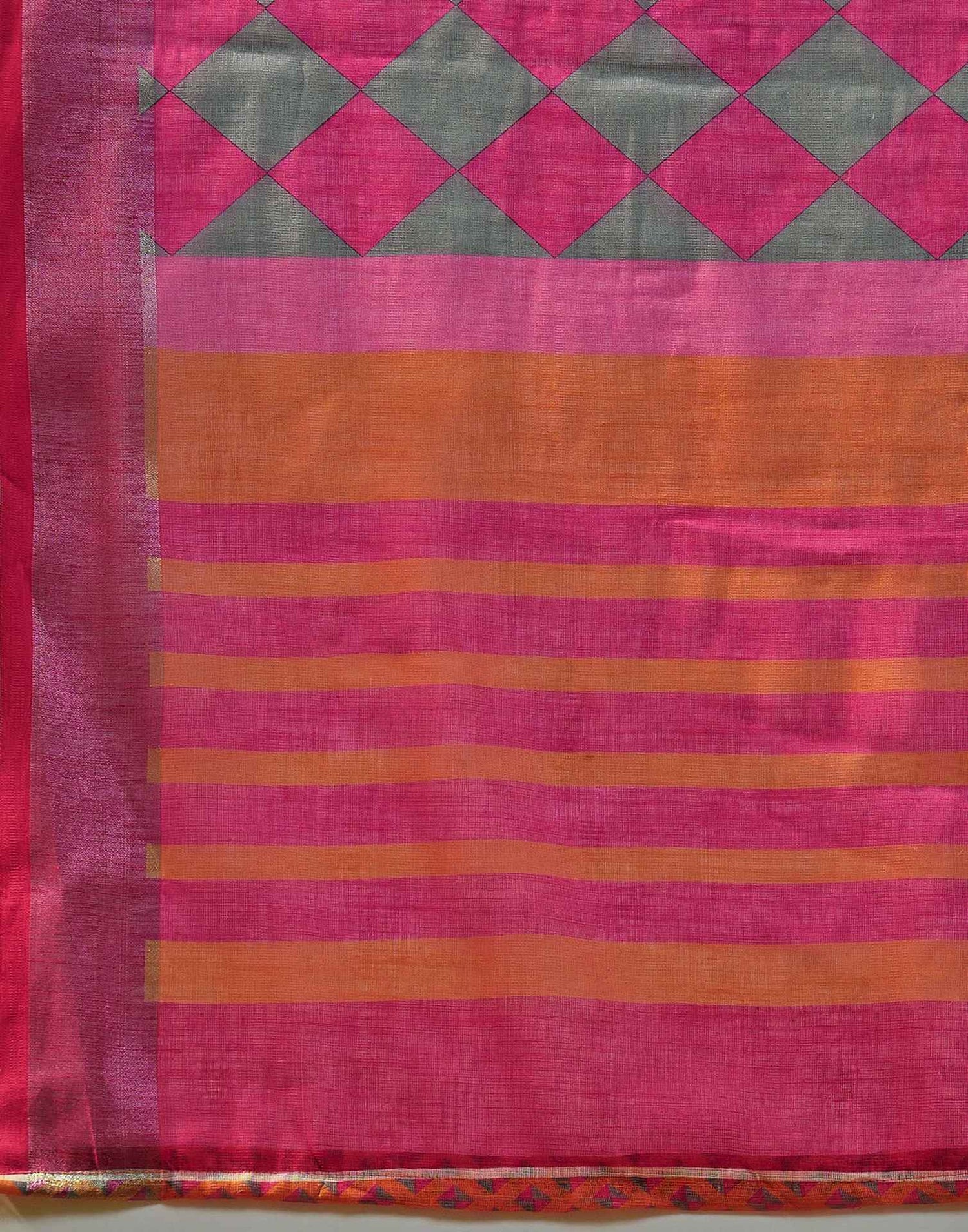 Orange Linen Printed Saree