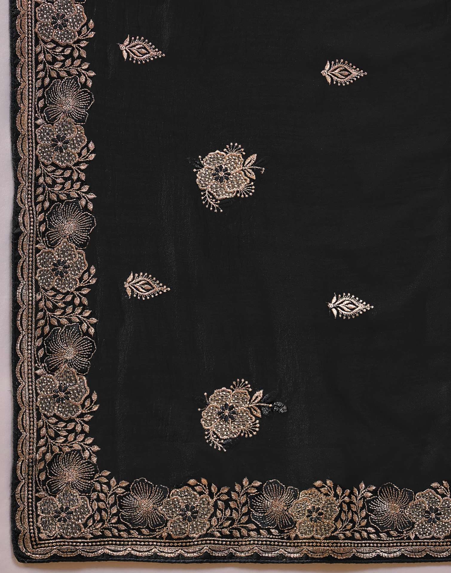 Black Vichitra Silk Stone Work Embroidery Saree