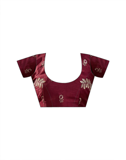 Maroon Vichitra Silk Stone Work Embroidery Saree
