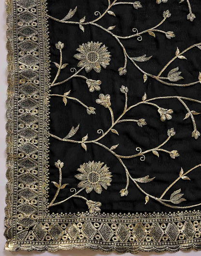 Black Georgette Embroidery Saree