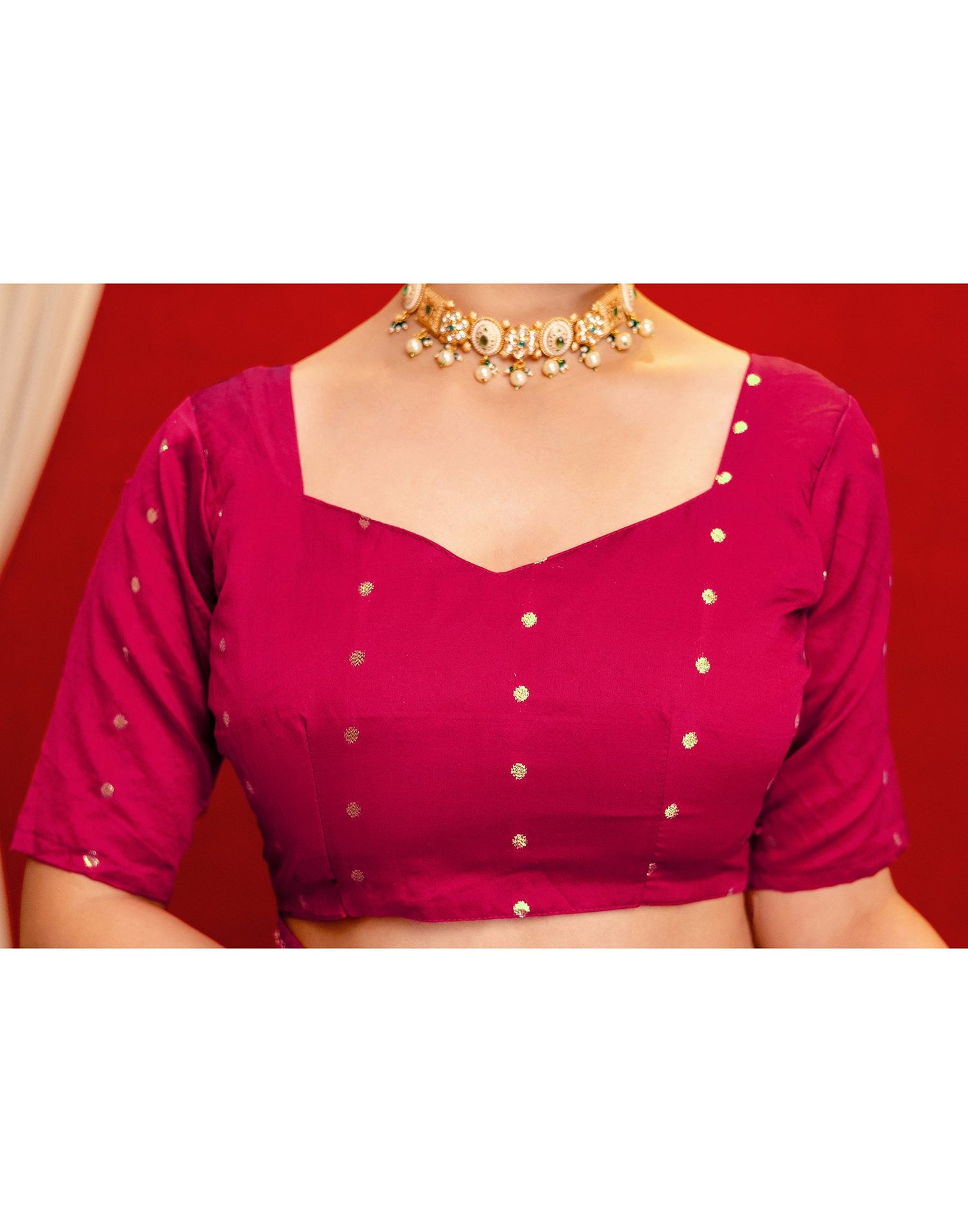 Dark Rani Pink Georgette Foil Printed Lace Saree