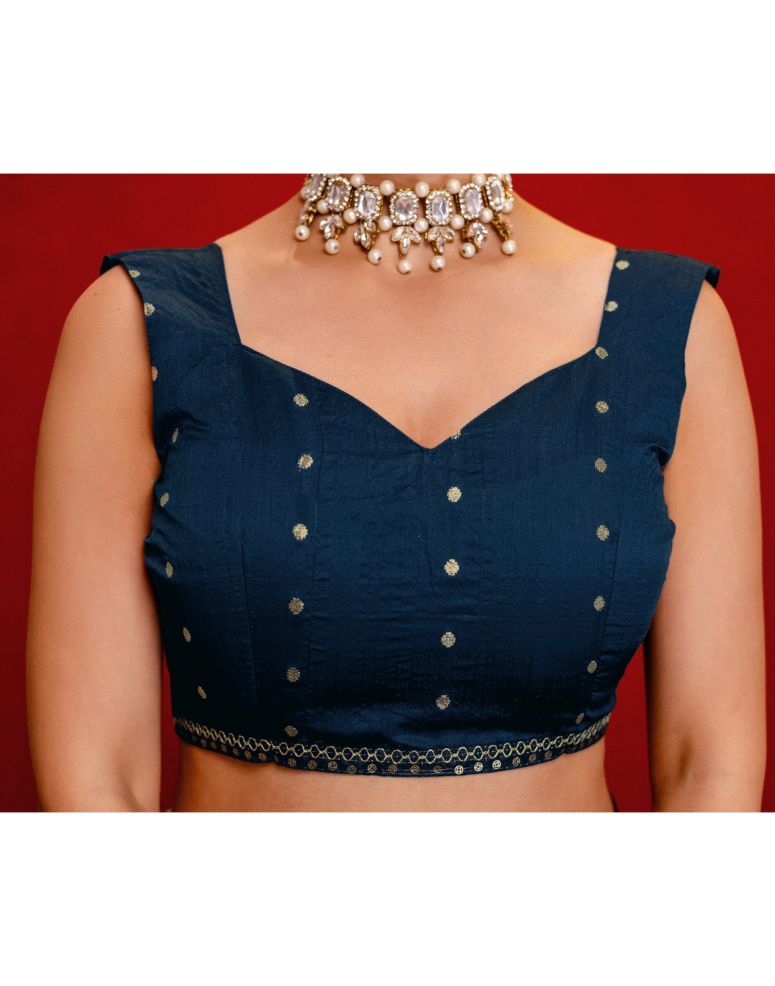 Rama Blue Georgette Foil Printed Lace Saree