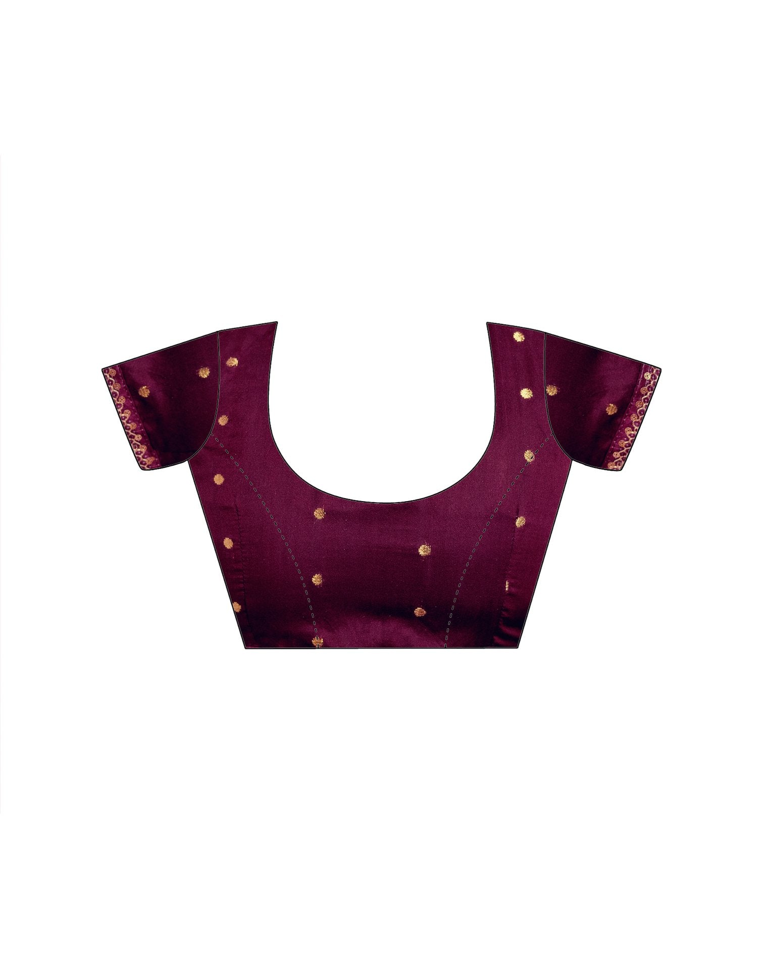 Wine Georgette Foil Printed Lace Saree