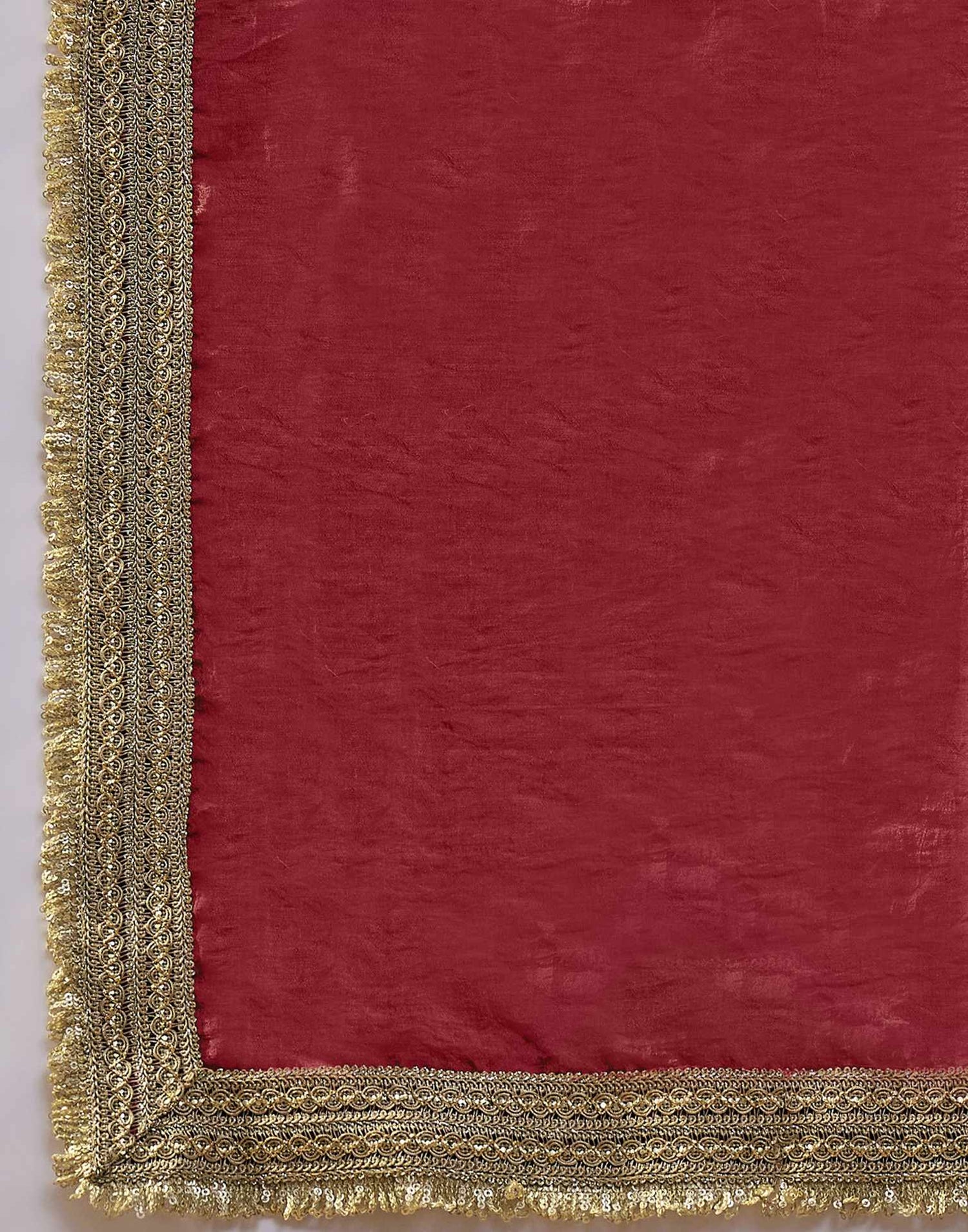 Maroon Tissue Silk Lace Saree