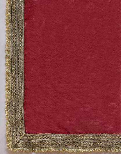 Maroon Tissue Silk Lace Saree
