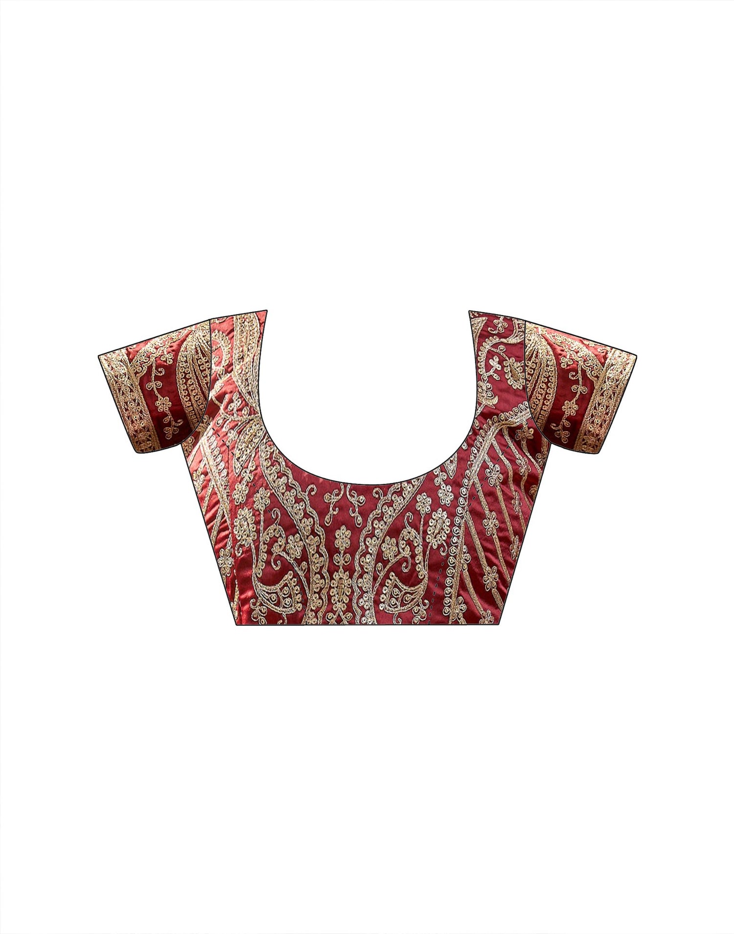 Maroon Tissue Silk Lace Saree