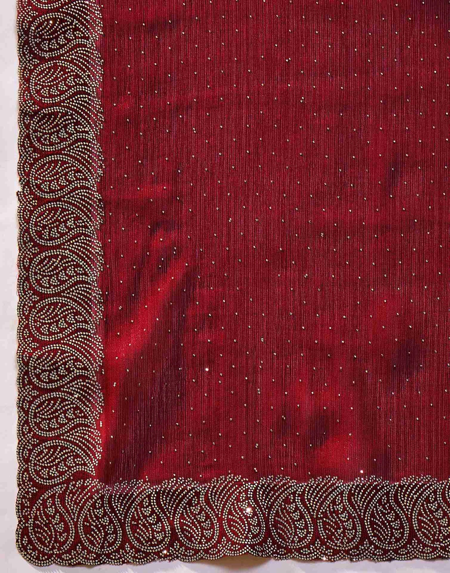 Maroon Shimmer Stone Work Swarovski Saree