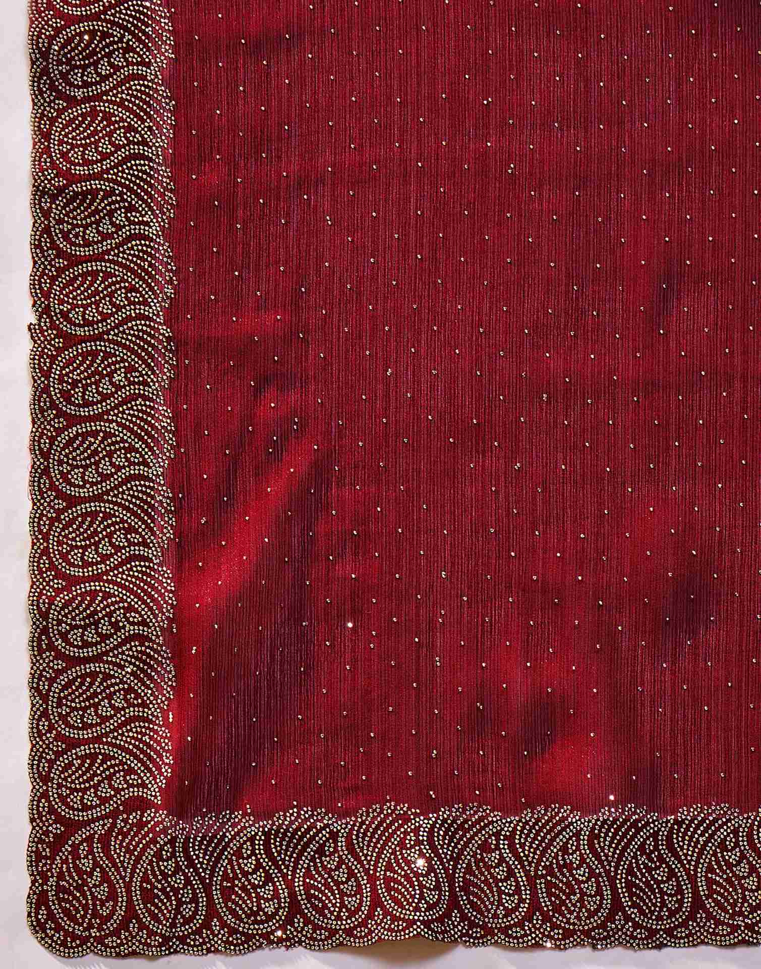 Maroon Shimmer Stone Work Swarovski Saree