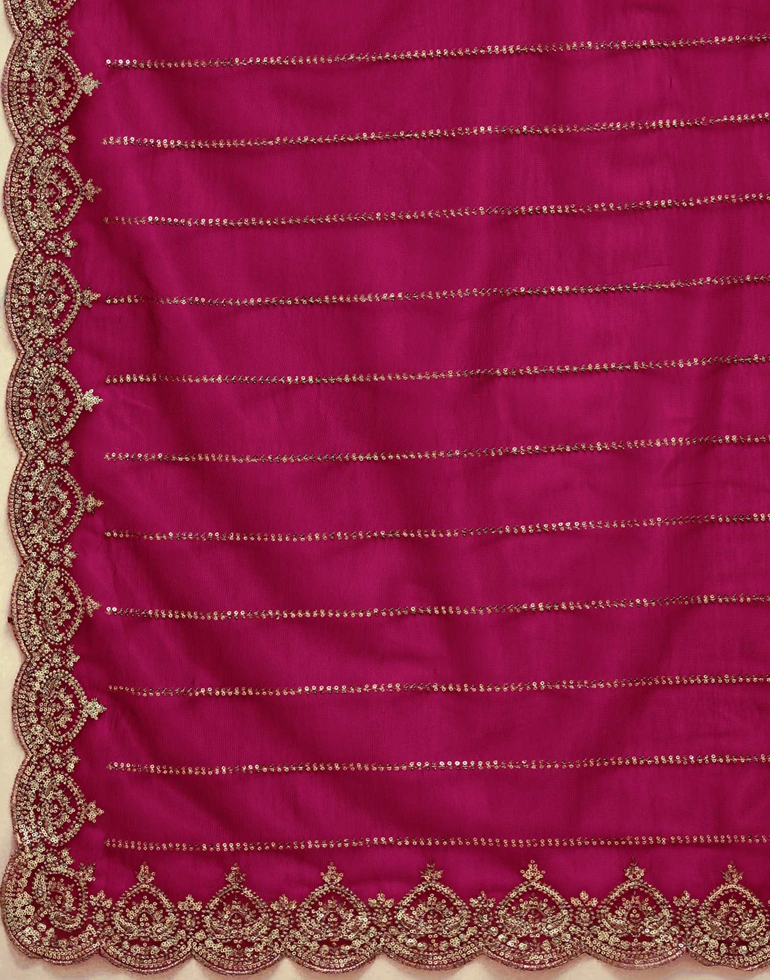 Pink Net Sequence Embroidery Saree