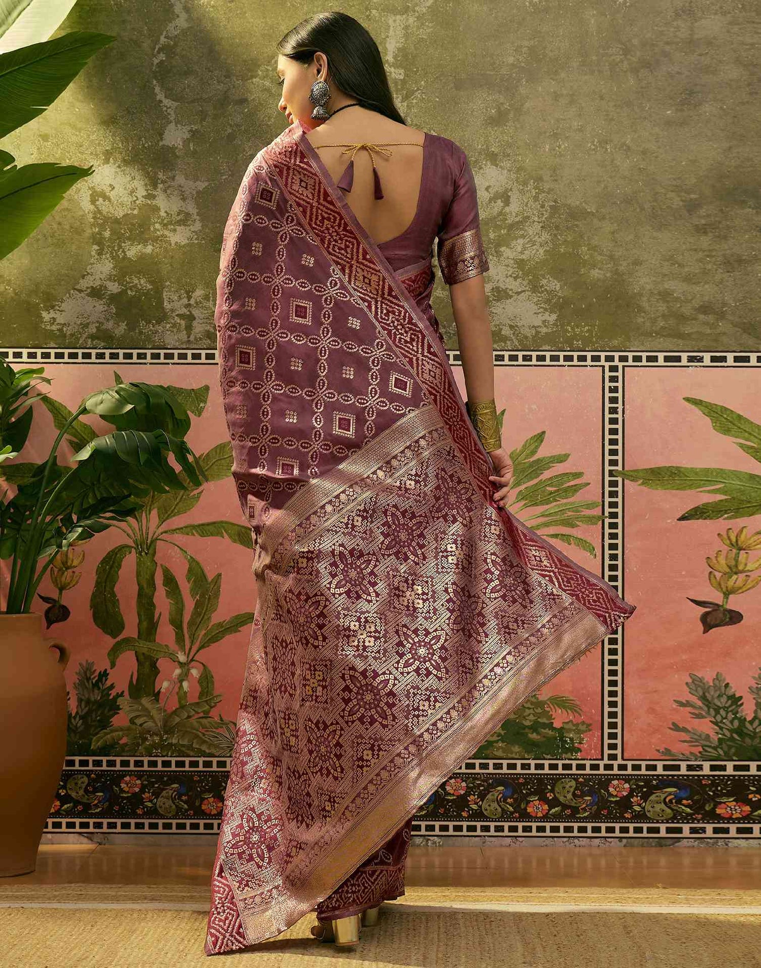 Maroon Silk Woven Patola Saree
