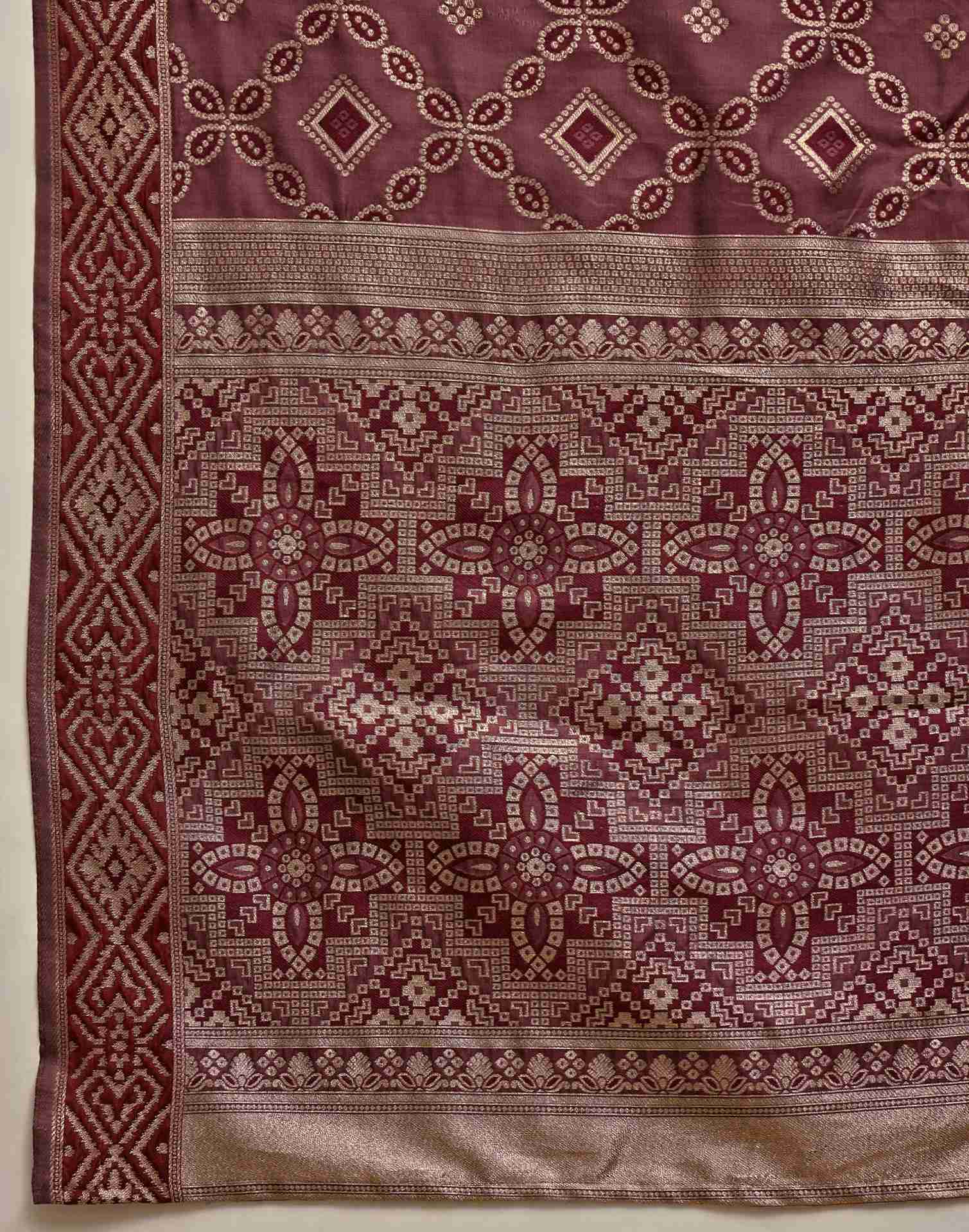 Maroon Silk Woven Patola Saree