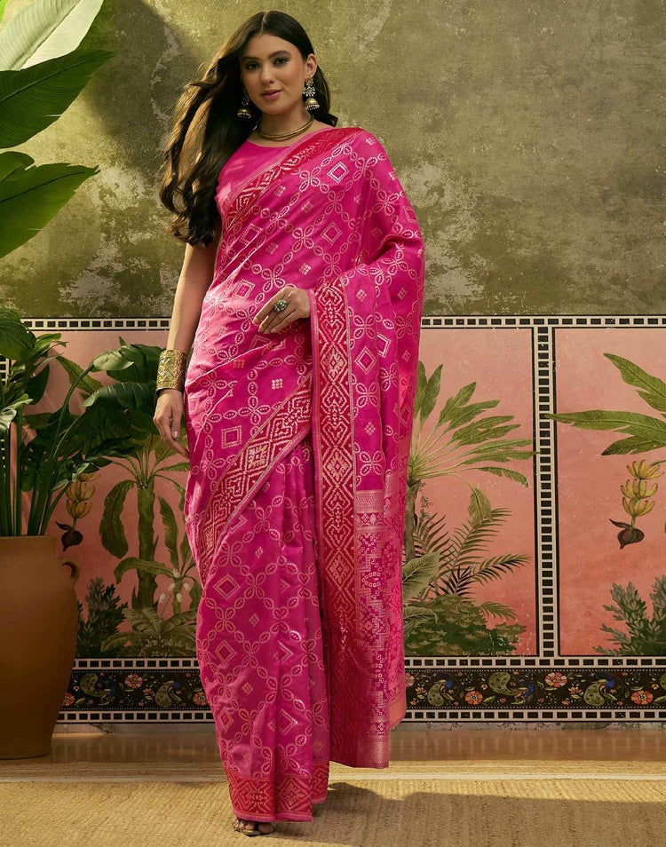 Pink Silk Woven Patola Saree