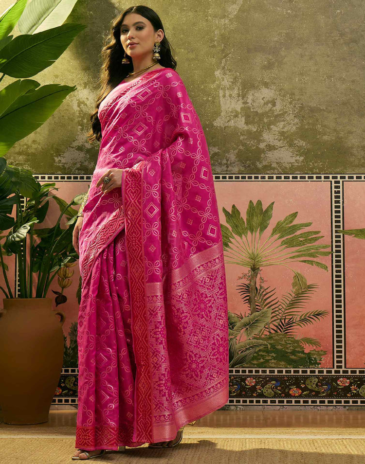 Pink Silk Woven Patola Saree