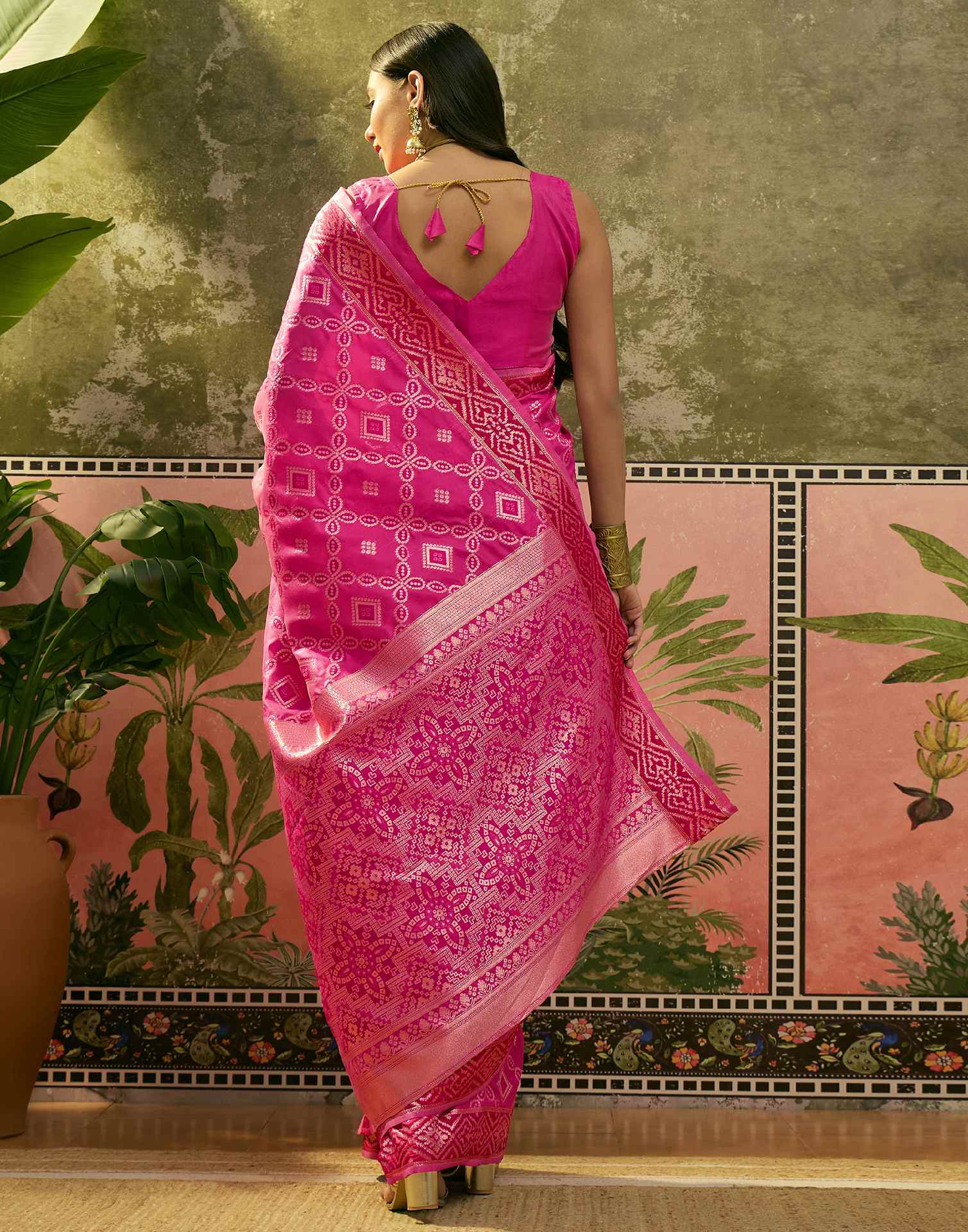 Pink Silk Woven Patola Saree