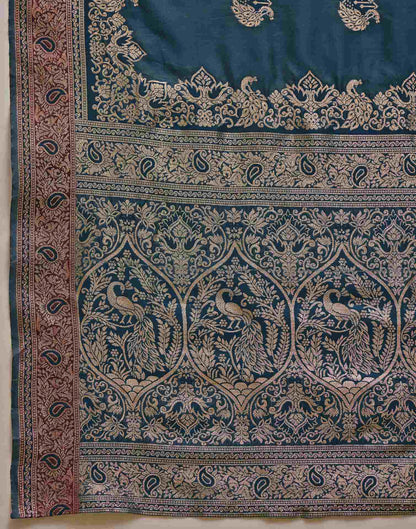 Teal Blue Silk Woven Saree
