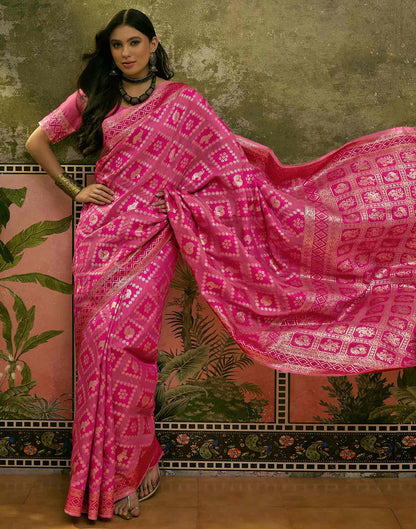Dark Pink Silk Woven Patola Saree