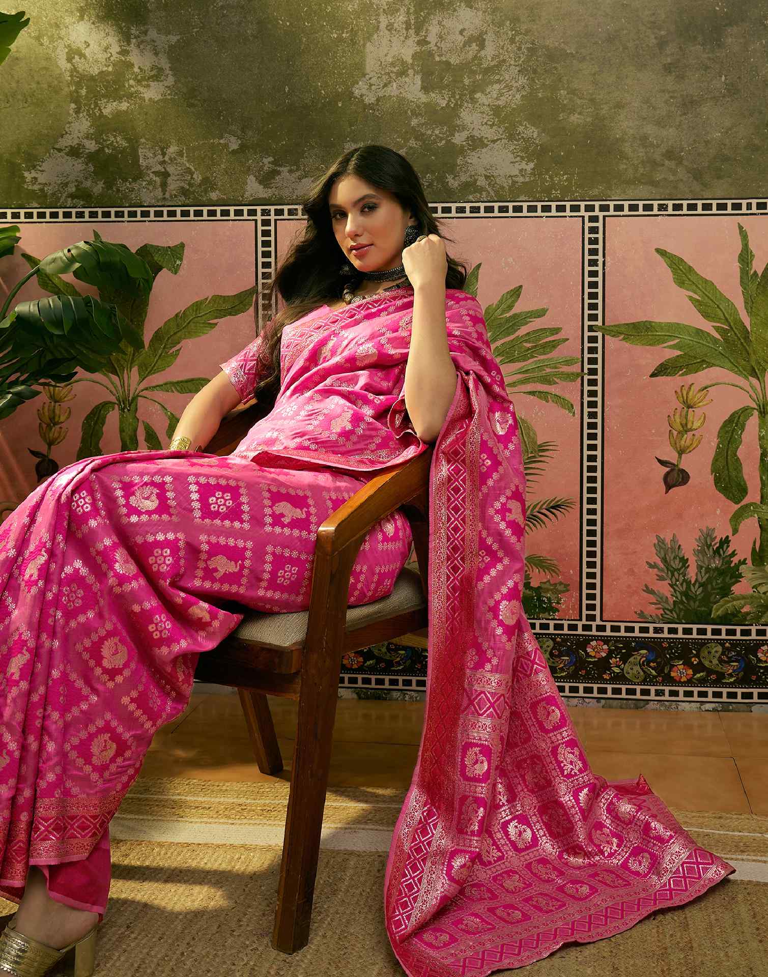 Dark Pink Silk Woven Patola Saree