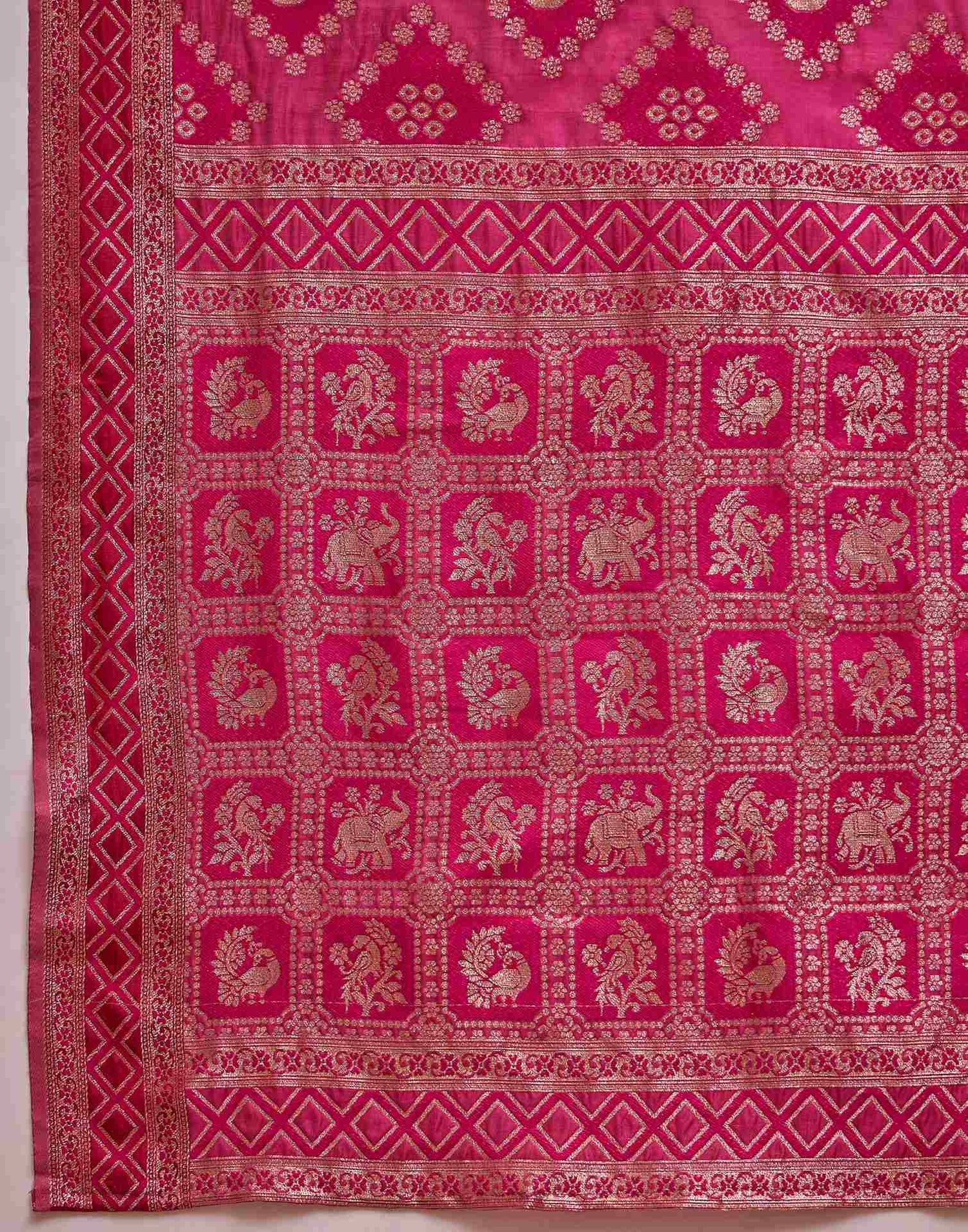 Dark Pink Silk Woven Patola Saree