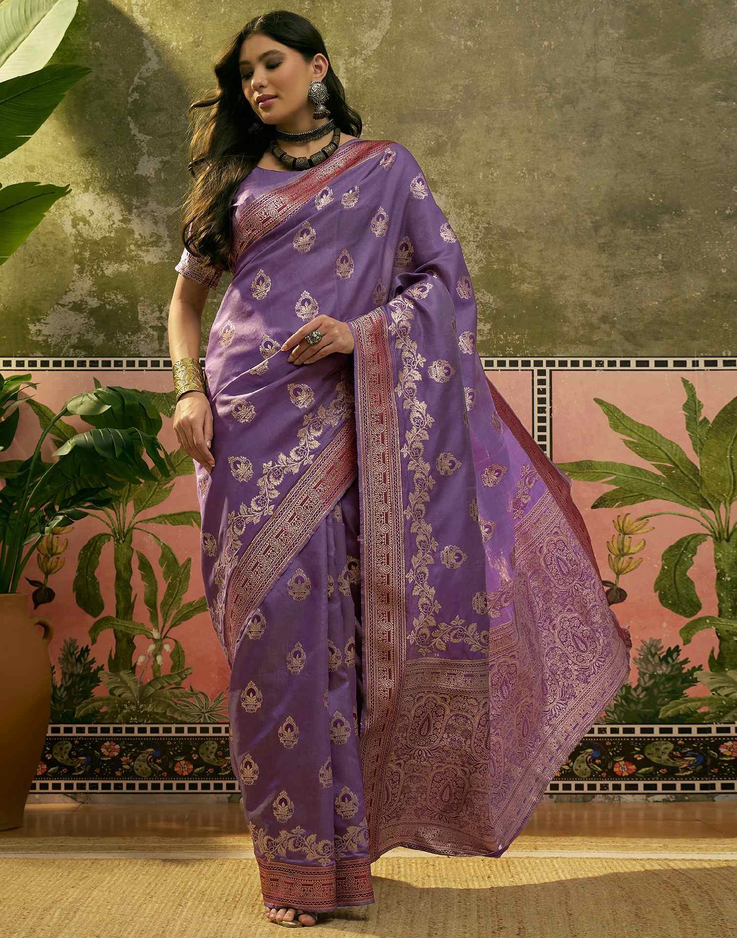 Purple Silk Woven Saree