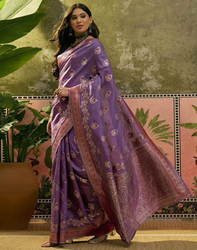 Purple Silk Woven Saree