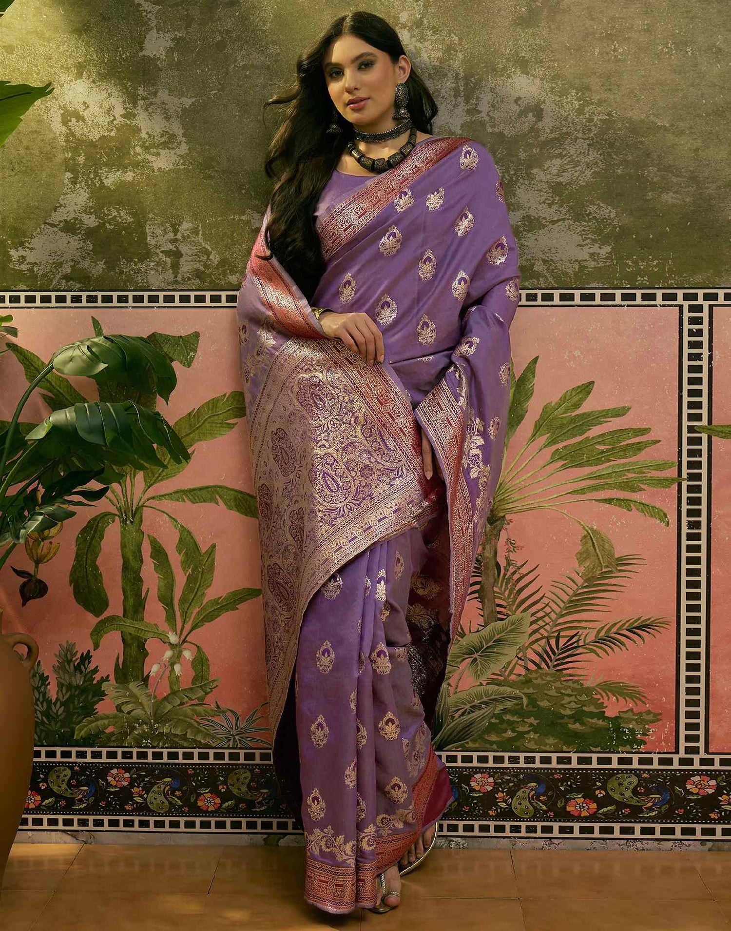Purple Silk Woven Saree