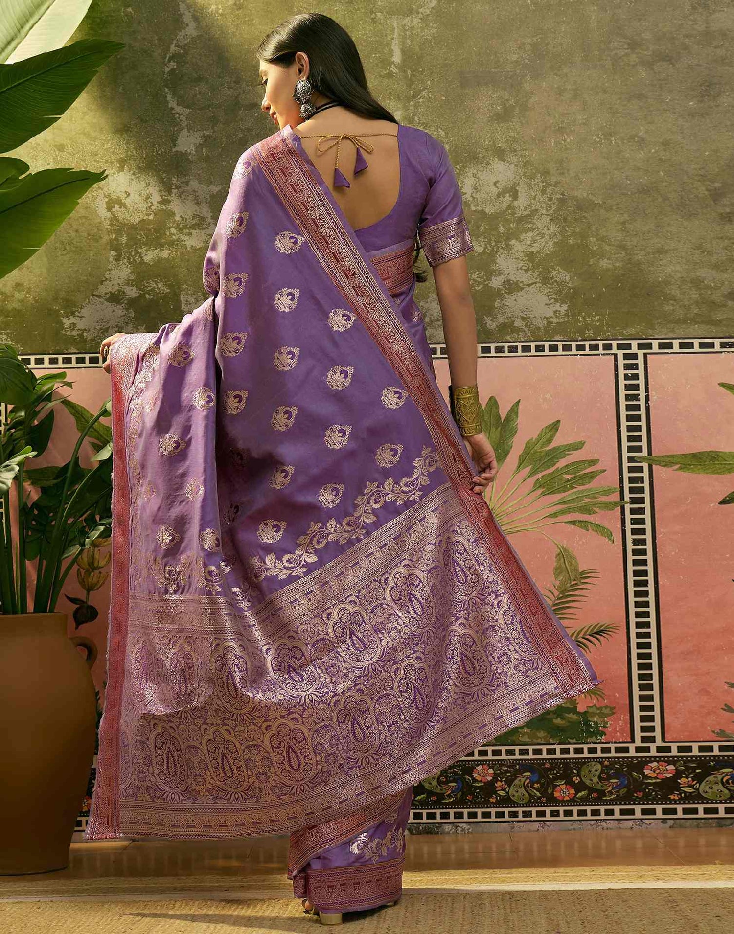 Purple Silk Woven Saree