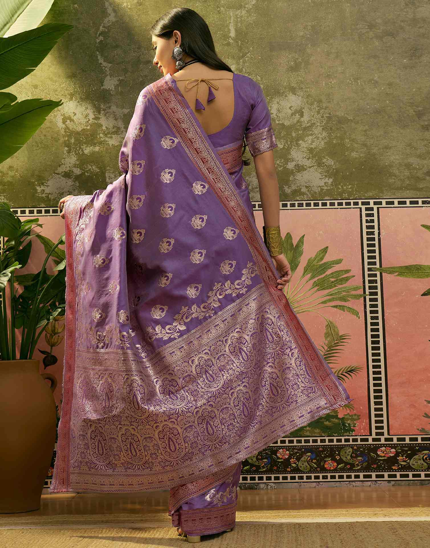 Purple Silk Woven Saree