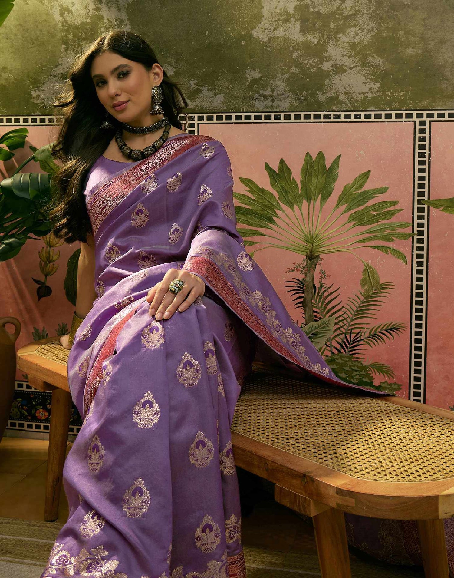 Purple Silk Woven Saree