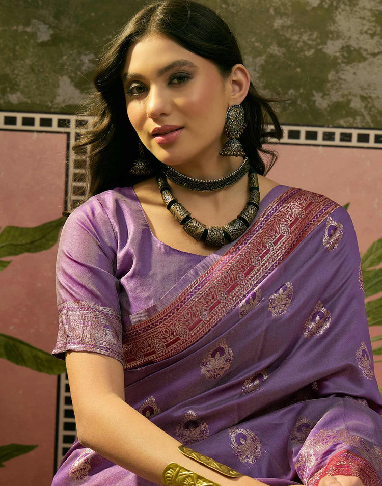 Purple Silk Woven Saree
