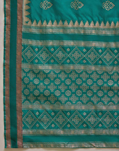 Teal Green Silk Woven Saree