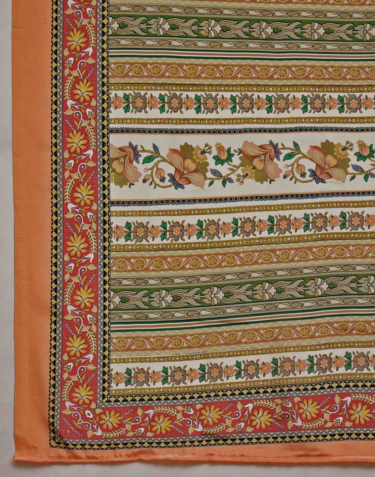 Beige Crepe Silk Floral Printed Saree