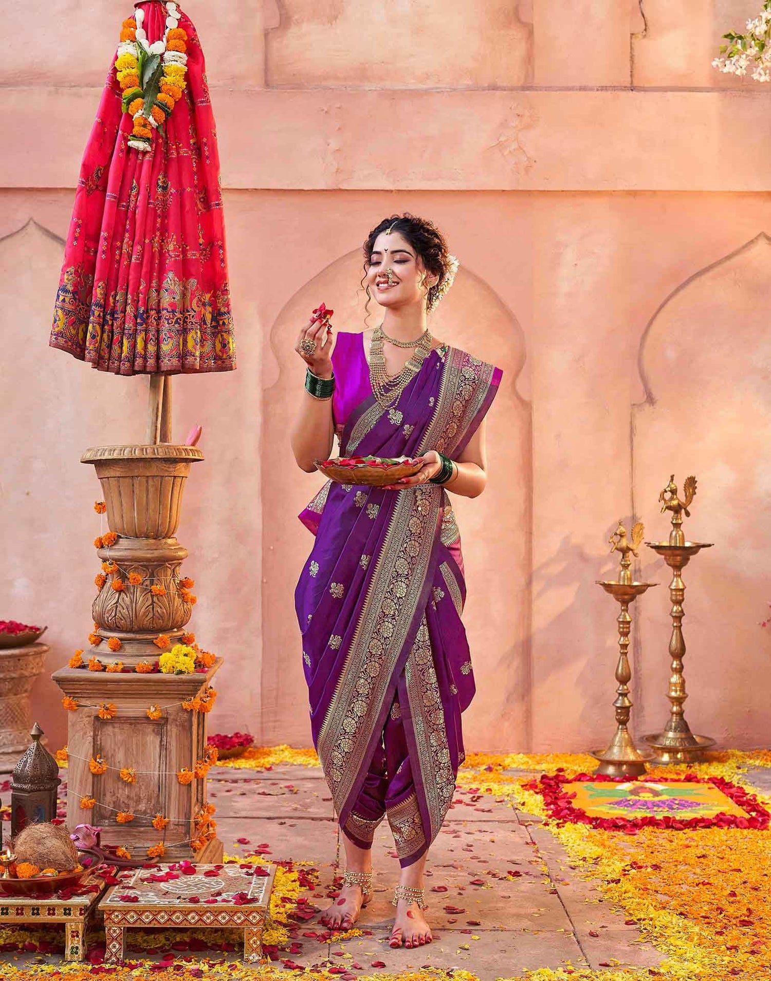 Dark Purple Silk Woven Paithani Saree