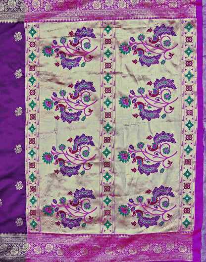 Dark Purple Silk Woven Paithani Saree