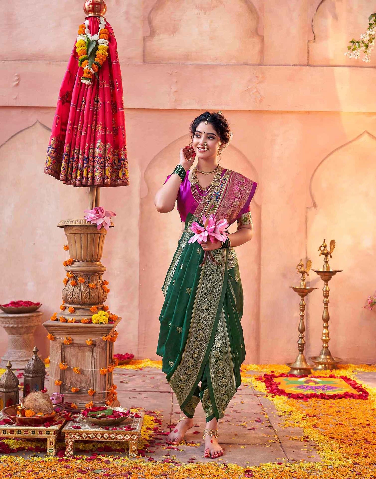 Dark Green Silk Woven Paithani Saree