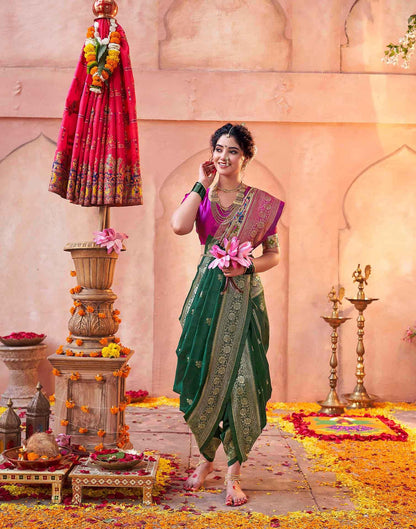 Dark Green Silk Woven Paithani Saree