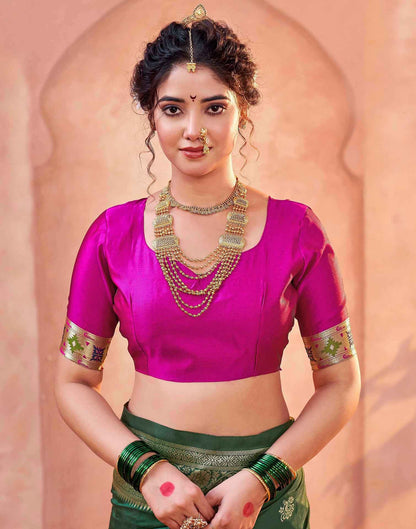 Dark Green Silk Woven Paithani Saree