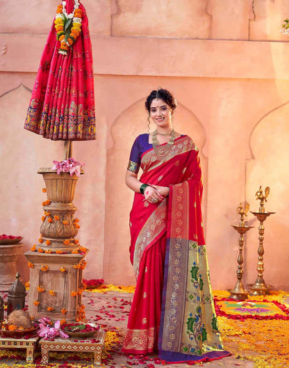Red Silk Woven Paithani Saree