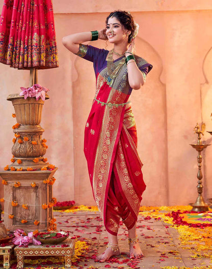 Red Silk Woven Paithani Saree