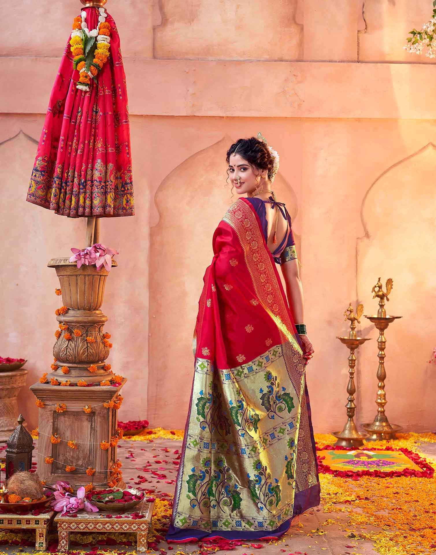 Red Silk Woven Paithani Saree