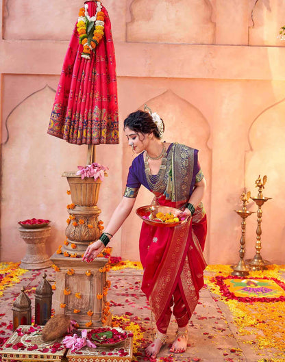 Red Silk Woven Paithani Saree