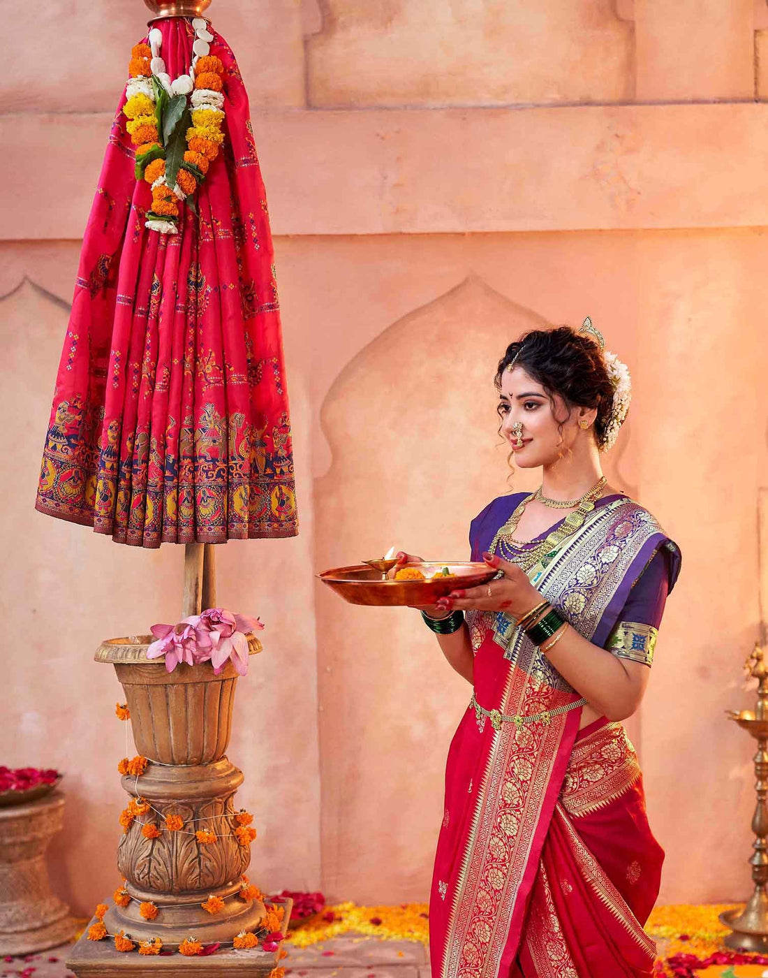 Red Silk Woven Paithani Saree