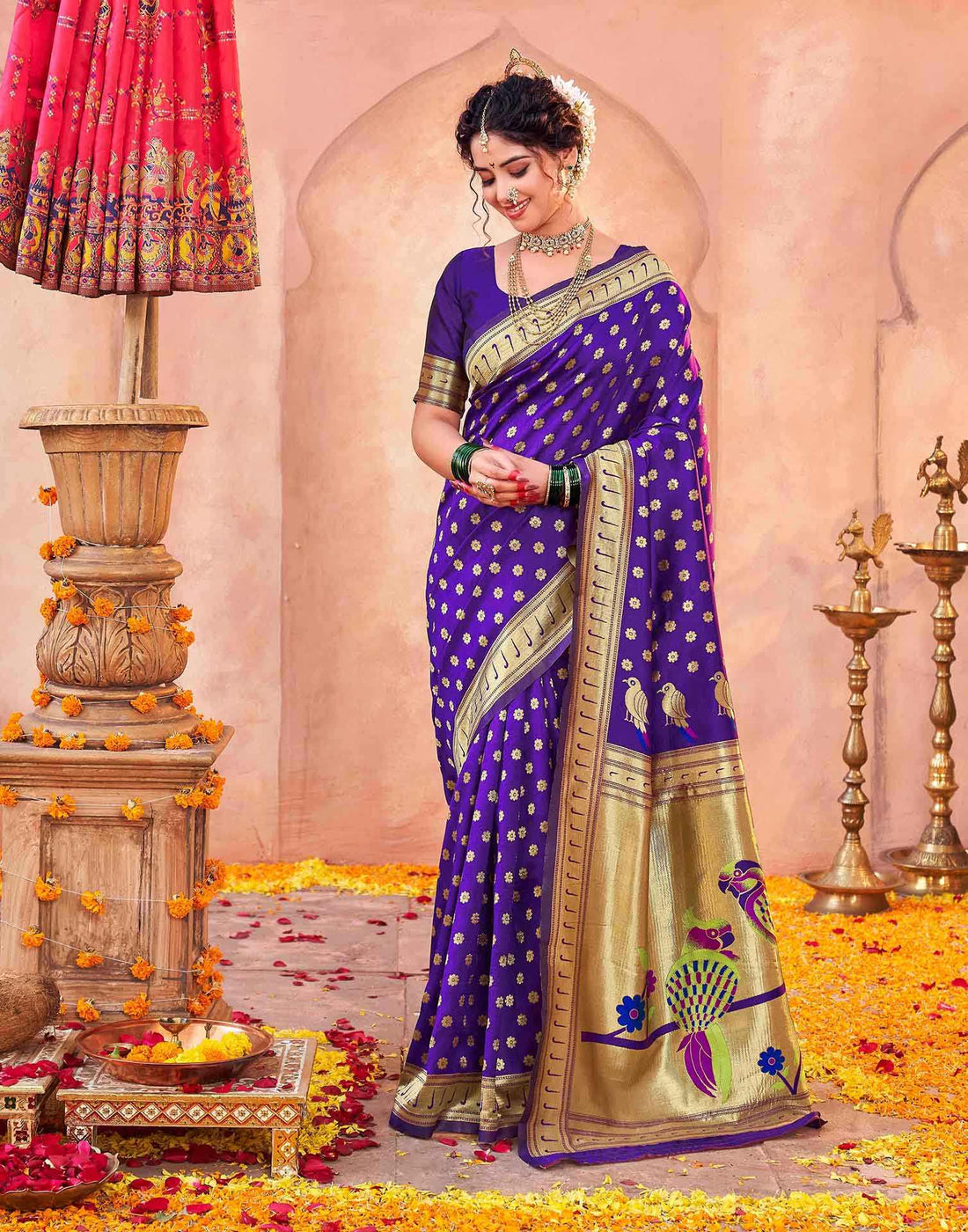 Purple Silk Woven Paithani Saree