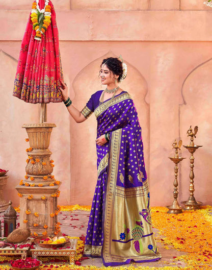 Purple Silk Woven Paithani Saree