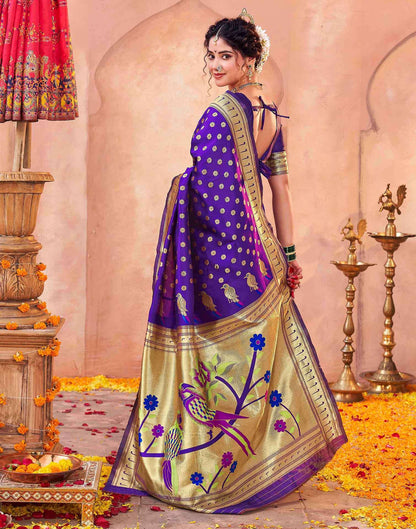 Purple Silk Woven Paithani Saree